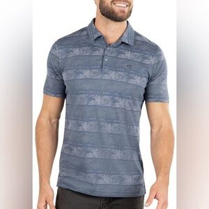 Travis Mathew Frosty Morning Tropical Print Blue Polo Shirt XXL